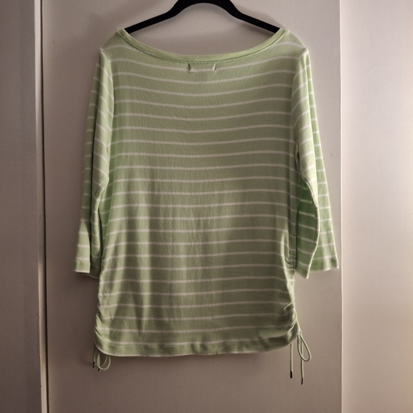 Chaps Green And White Striped Women's Top With Bottom Ties - Picture 3 of 7